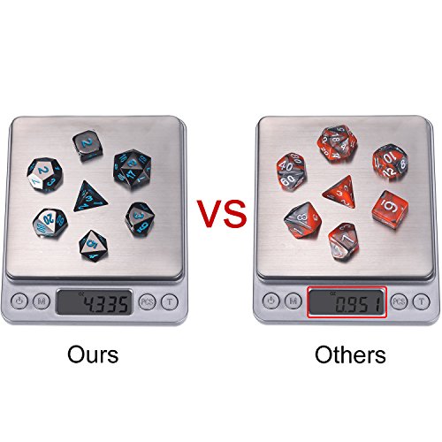 Tecunite 7 Die Metal Polyhedral Dice Set Role Playing Game Dice Set With Storage Bag For Rpg Dungeons And Dragons D&D Math Teaching (Shiny Black And Blue) #TOP3