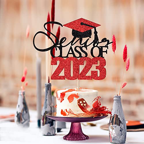 Bejotaa Class Of 2023 Cake Topper,Senior Class Of 2023 Cake Topper,We Are So Proud Of You, 2023 Senior High School Graduation Party Decorations (Black And Red) #TOP2