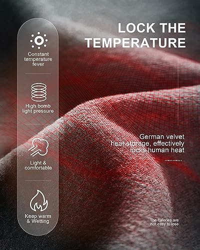 Roadbox Thermal Underwear for Men: Fleece Lined Long Johns Base Layer Ski Thermals Top and Bottom Set3