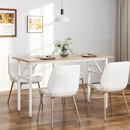 Image of Need Office Computer Desk 39.3 Inch Sturdy Folding Laptop Table Pink Oak | White Frame Writing Gaming Work Table /Foldable Home Office Desk /Sewing Table, No Assembly Required