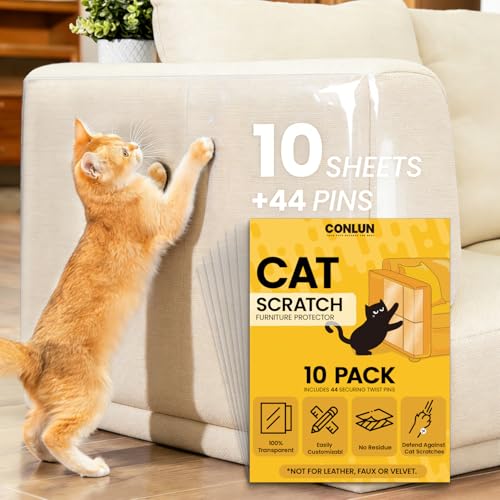 Cat Scratch Furniture Protector-10 Pack Adhesive Couch...