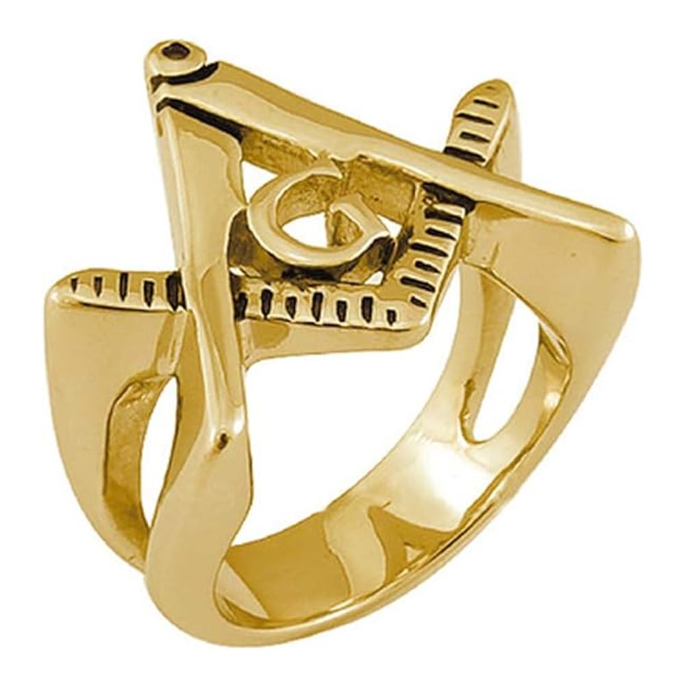Mason Zone™ Masonic Rings - Gold Tone Freemason Ring Cut Out Triangle Design - Stainless Steel Masonic Jewelry for Men