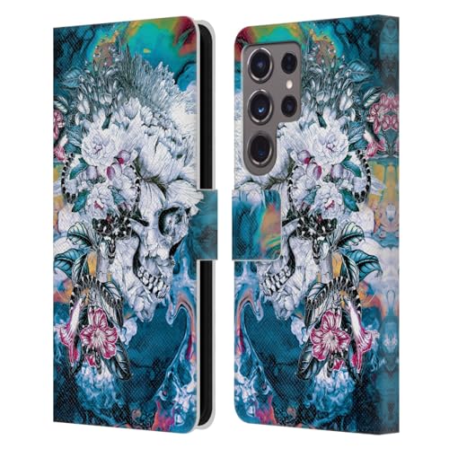 Carcasa de cuero tipo libro Riza Peker Memento Mori para Samsung Galaxy S24 Ultra