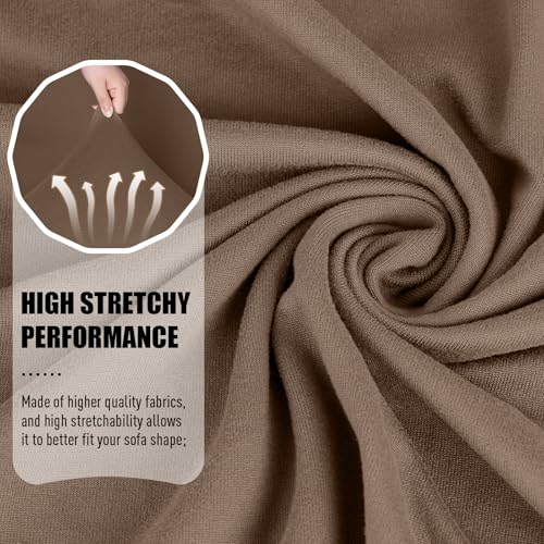 Image of TAOCOCO Recliner Loveseat Slipcover, 2 Pieces Polyester Fabric Stretch Sofa Covers for 2 Seat Reclining Couch, Soft Washable Furniture Protector with Pockets (2 Seat, Light Coffee)