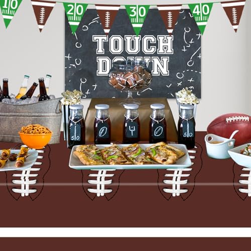 Oigco Football Party Decorations Tablecloth Disposable Plastic Touchdown Table Cover Perfect for Football Birthday Party Decorations and Gameday Tailgate Decorations 54 X 108Inch, 2 Pack - Image 6
