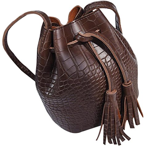 Bolso Bandolera Bolsa de Hombro de Piel Grande Marrón para Mujer y Shoppers por ESAILQ V