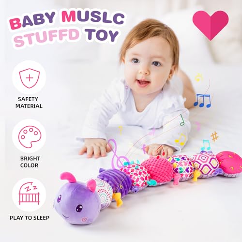 Koty Baby toys 0-6 months, Infant Baby Musical Stuffed Animal Toys, Soft Sensory Toys with Crinkle and Rattles, Tummy Time Toys for Newborn Boys Girls Gift 0 3 6 12 Months - Image 3