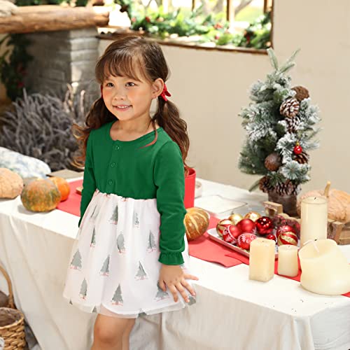 Baby Girls Christmas Outfit Red/Green Long Sleeve Tutu Dress Infant Xmas Princess Lace Skirt for 0-6 Years3