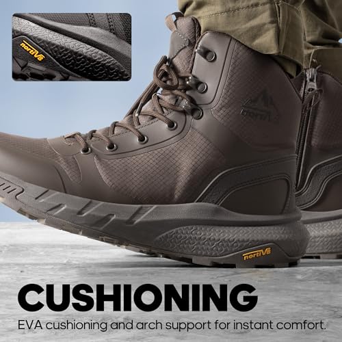 Image of NORTIV 8 Men's Military Tactical Boot Lightweight Comfortable Boots for Work All Day Side Zipper Motorcycle Combat Hiking Boots Metrostrike(8-9 Inches)