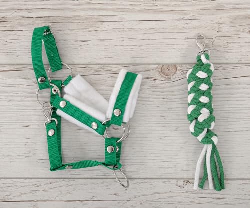 Cabestro A3 para Hobby Horse con pelo blanco y corbata verde 4