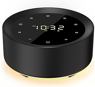 Alarm Clock White Noise Sound Machine & 7 Night Light 3-in-1, 20 Soothing Sounds, Timer, 31-Level Volume Control, Touch Button Control Noise Machine for Baby, Adults,Bedroom