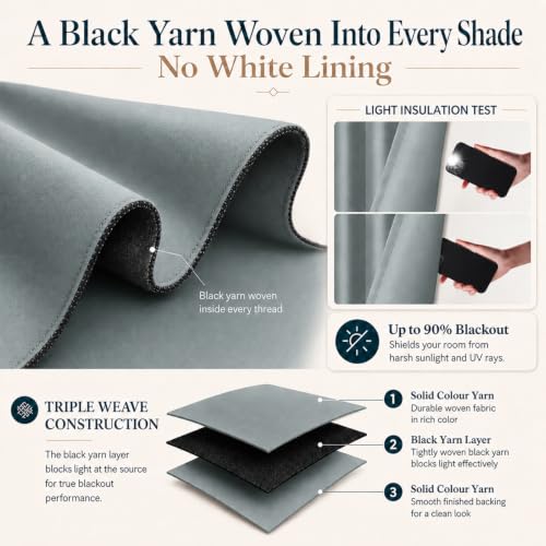 Image of Cloth Fusion Blackout Long Door Curtains 8 Feet Set of 2, Silver Grey | Up to 90% Sunlight Block, Room Darkening, 3-Layer Triple Weave, Thermal Insulated, Stainless Steel Grommets