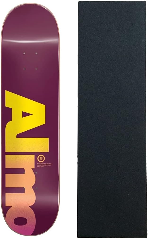 Almost Skateboards Deck Fall Off Logo Magenta 8.0" x 31.6" with Grip