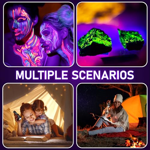 MOWETOO LED UV Taschenlampe, UV Lampe 2 in 1, 395nm Schwarzlichtlampe, Schwarzlicht Taschenlampe mit 4 Lichtmodi, 40W, Detektor für Unechte Banknoten, Urin von Haustiere, 2 Stück