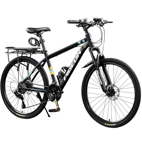 CUIOT マウンテンバイク 自転車 26インチ 21/24/27/30段変速 MTB ク付きサスペンション 前後ディスクブレーキ フェンダー、鍵、フレーム 泥よけ、空気入れ、ワイヤ錠のプレゼント付き 男女兼用 大人 子供用 通学 通勤 サイクリング 街乗