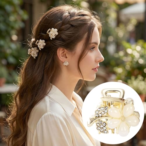 2 Pinzas pequeñas de aleación para cabello con diseño de flor miniatura 5