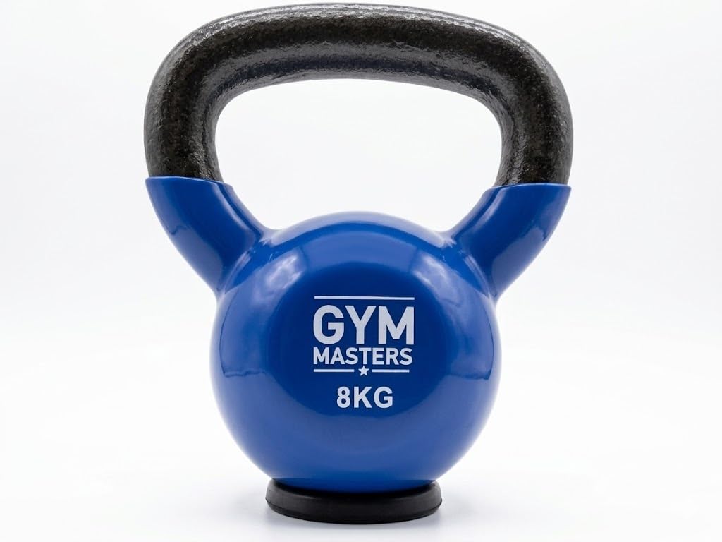 Gym Masters Kettlebell Set Vinyl 2–10 kg – Premium Design Farben – Fitness Set für Zuhause – mit Gummiboden & rutschfestem Griff