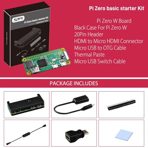 GeeekPi Zero W Kit for Raspberry Pi Zero W Board, with Pi Zero W Aluminum Case, Copper Heatsink, 20Pin Header, Micro USB to OTG Adapter, Switch Cable and HDMI Adapter - Thumbnail 7
