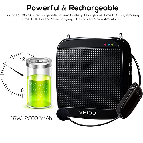 Shidu Wireless Voice Amplifier S613 Original Wireless Voice Amplifiers With Headset Microphone18W Rechargeable Portable Mini Pa System Loudspeaker For Teachers,Fitness Instructors,Yoga,Tour Guides #TOP3