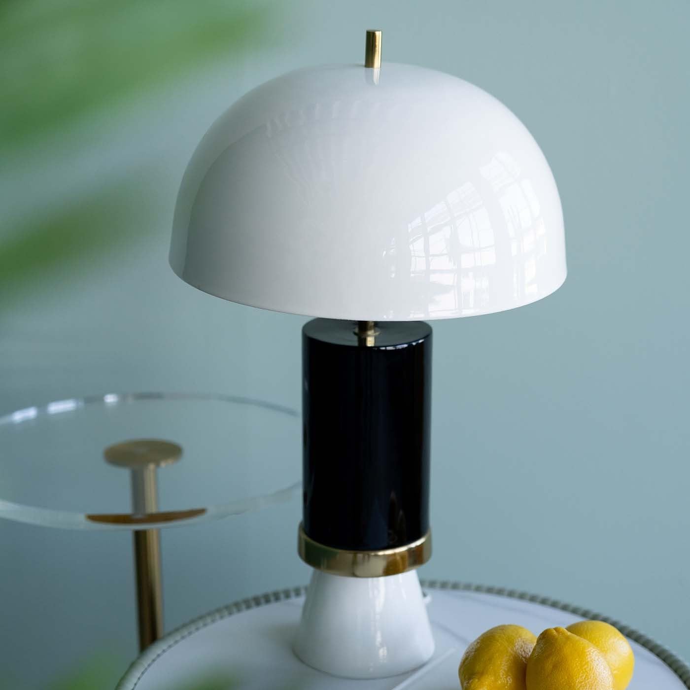 Kare Design Tischlampe Josy Weiß/Schwarz, 51cm, Geometrisch, Edelstahl, Metall, Moderne tischleuchte, Wohnzimmer, Schlafzimmer, keine Leuchtmittel inklusive