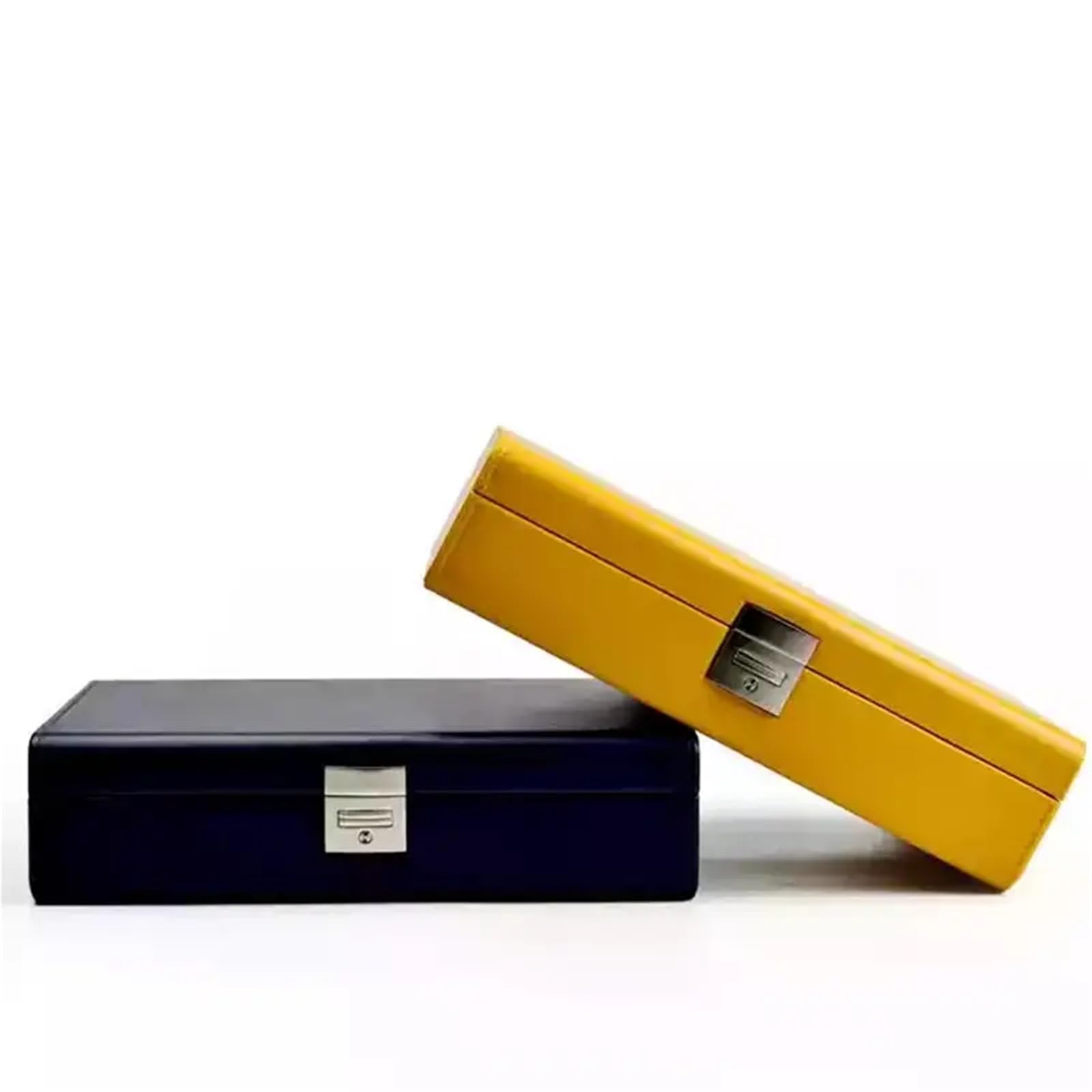 Porta Orologi Legno Scatola organizer for orologi in pelle con 10 slot | Custodia blu for display da uomo con supporto for lucchetto