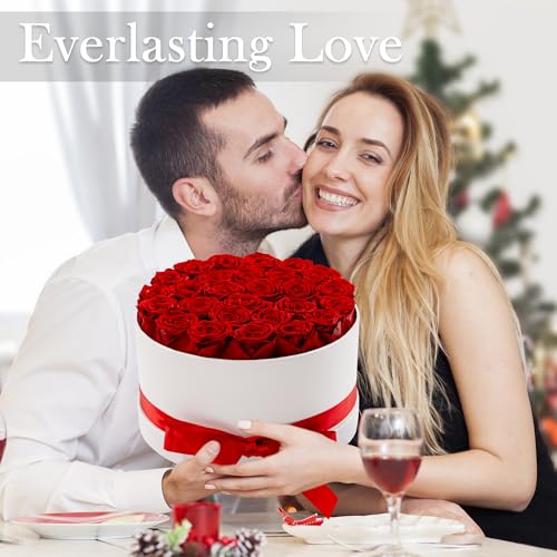 27 Forever Roses in Luxury White Box, Eternal Real Roses Gift for Women, Preserved Flowers for Delivery Prime, Anniversary, Valentine's Day, Birthday for Her (Red) - Image 5