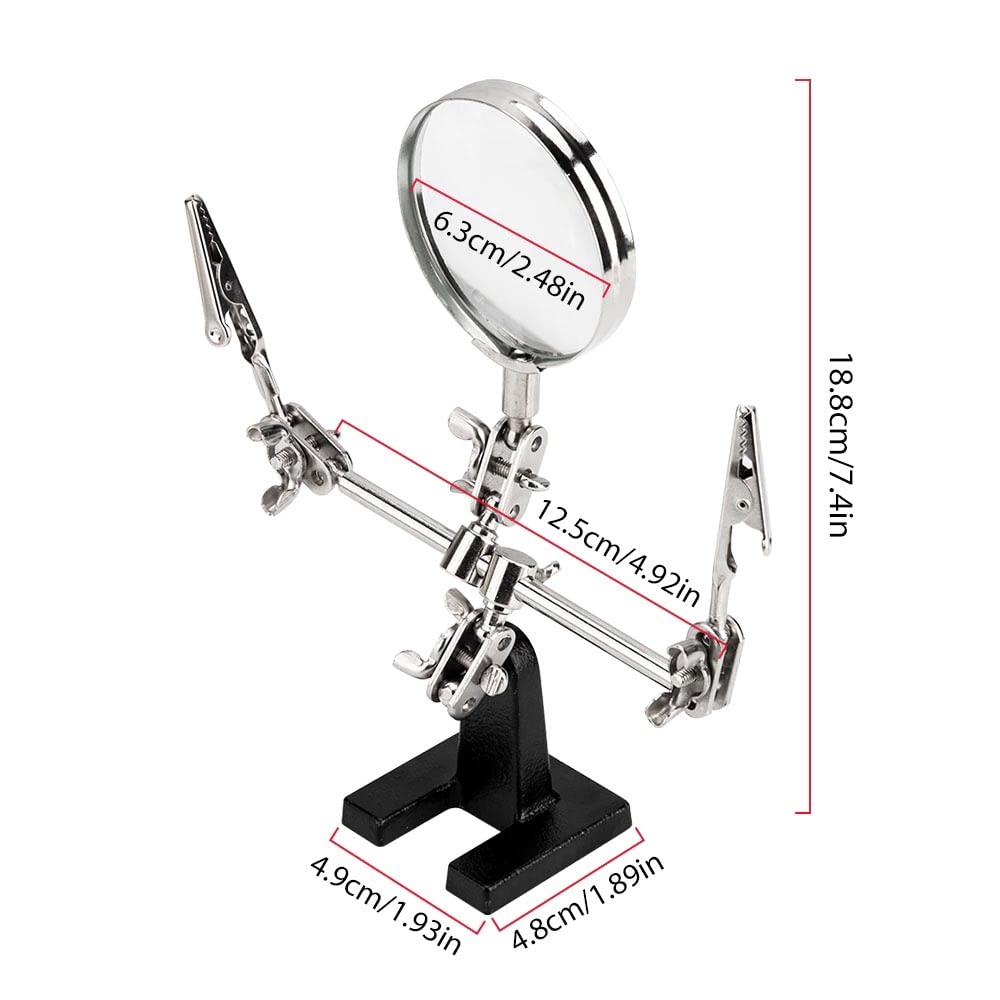 uptodateproducts 5X Magnifying Soldering Iron Stand Adjustable Helping Hand Welding Tool with Dual Alligator Clips Repair Tool 3