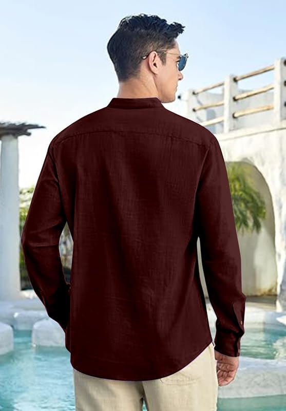 Image of Men's Printed Cotton Blend Short Kurta | Regular Fit Casual Kurta Shirt for Men with Mandarin Collar | Ethnic