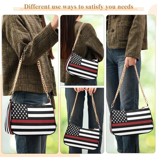 Image of Shoulder Bags for Women American US Flag Independence Day Patriotic Hobo Tote Handbag Small Clutch Purse with Zipper Closure