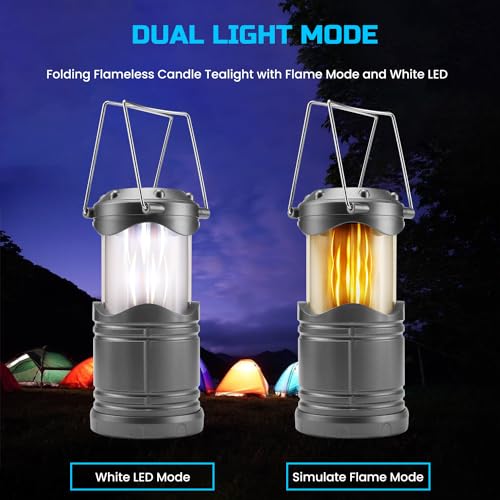 Lichamp-4-Pack-LED-Camping-Lanterns-Flame-Lights-Collapsible-Flameless-Candles-Tea-Lights-Portable-Battery-Powered-Camping-Lights-Emergency-Supplies-Kit-Dual-Light-Mode-Dark-Gray