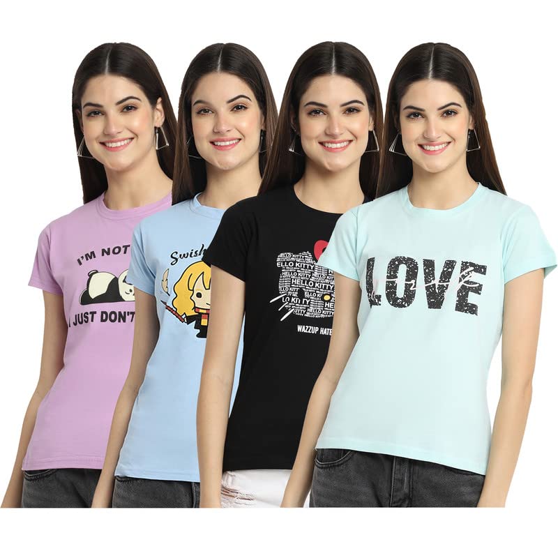 preneum Women's Cotton Regular Fit Latest Graphic Stylish Printed Short Sleeves Casual T-Shirt |Trend & Styles-picture-30