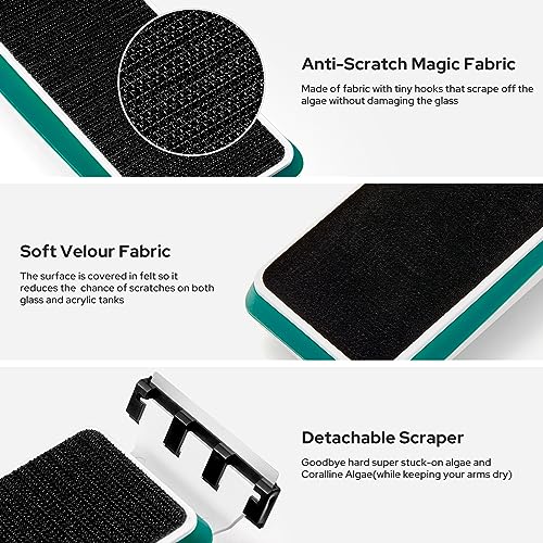 KEDSUM Magnetic Aquarium Tank Algae Scrapers, 2-in-1 Fish Tank Glass Cleaner, Floating Scrubber Clean Brush with 2 Blades [Scratch-Free, Non-Slip, Magnetizing] (XL) - Thumbnail 5