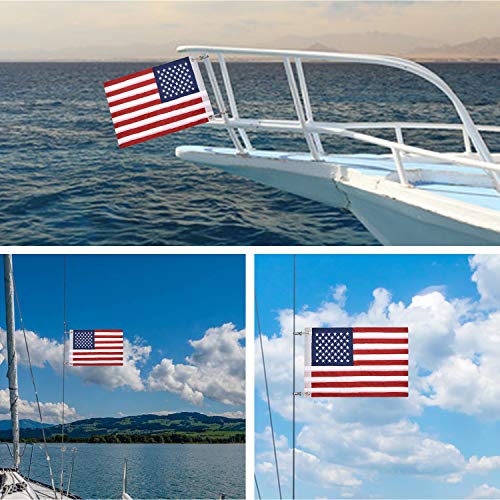 16''X24'' American Boat Flag With 4 Flag Pole Kits - Double Sided Embroidered Stars, Usa Marine Flag For Pontoon Boat Accessories, 2 Brass Grommets (16X24 Inch) #TOP6