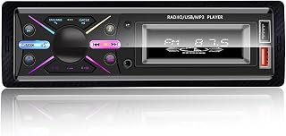 LSLYA Single Din Bluetooth Car Stereo with APP Control, FM Radio, USB/TF/AUX, Handsfree Calls & Fast Charging MP3 Player