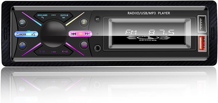 Single Din Car Audio System with APP Control MP3 Player for Car Stereo Radio Support Bluetooth Handsfree/USB/FM/TF/AUX/Fast Charging(Not with RDS)