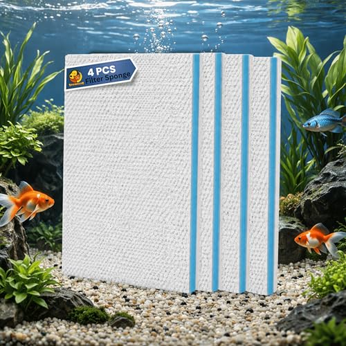 Image of Foodie Puppies 8D Aquarium Filter Sponge Pad (40 x 30 cm, Large) | 8-Layer Reusable Foam for Fish Tank | Mechanical & Biological Filtration | Cut-to-Size Filter Media for All Aquariums | Pack of 4