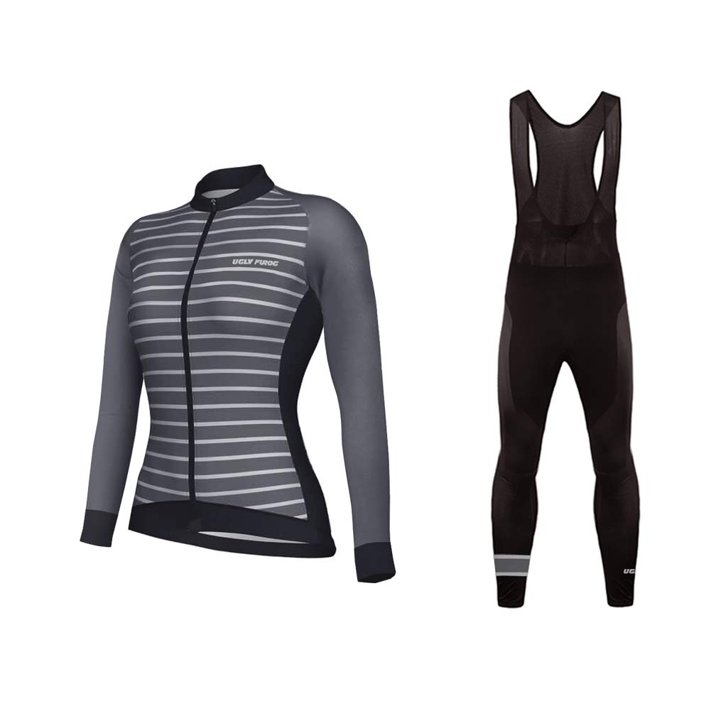 UGLY FROG Damen Fahrradtrikot Langarm Atmungsaktiv Schnelltrocknend Hochelastisch