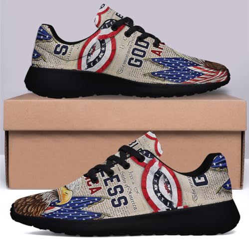 Sonzj-II Patriotic 4th of July Shoes Independence Day American Flag Print Sneakers Lightweight Comfortable Running Shoes for Men Women3