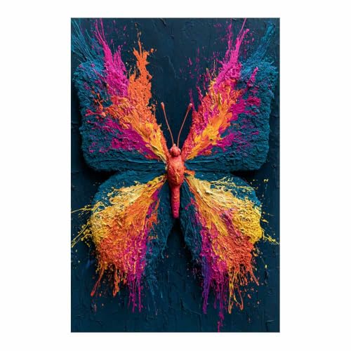 Toile Animaux Papillons de Peinture Vibrantes et Lumineuses pour Grand Format