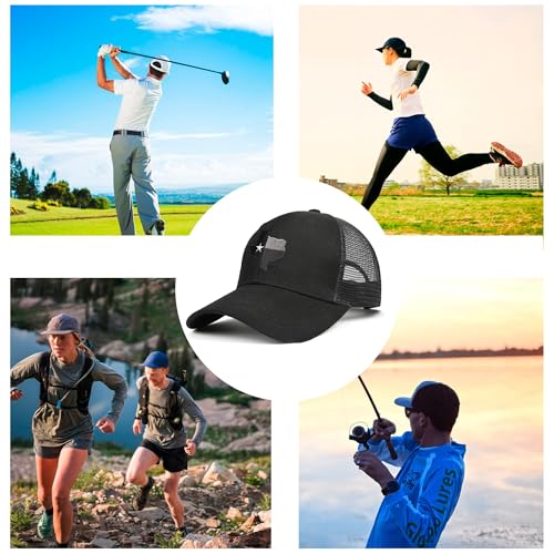 Image of Adjustable State Flag Trucker Hat Mesh Baseball Cap with Embroidered Patch for Men Women
