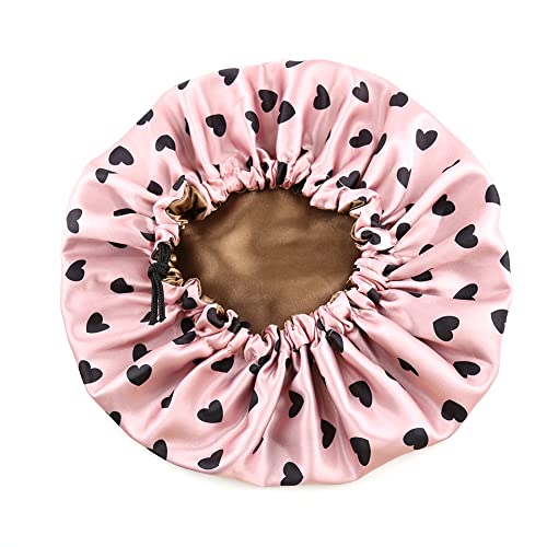 Image of Stain Bonnet Silk Sleep Cap Adjustable Satin Cap for Night Sleeping Hair Bonnet Reversible Double Layer