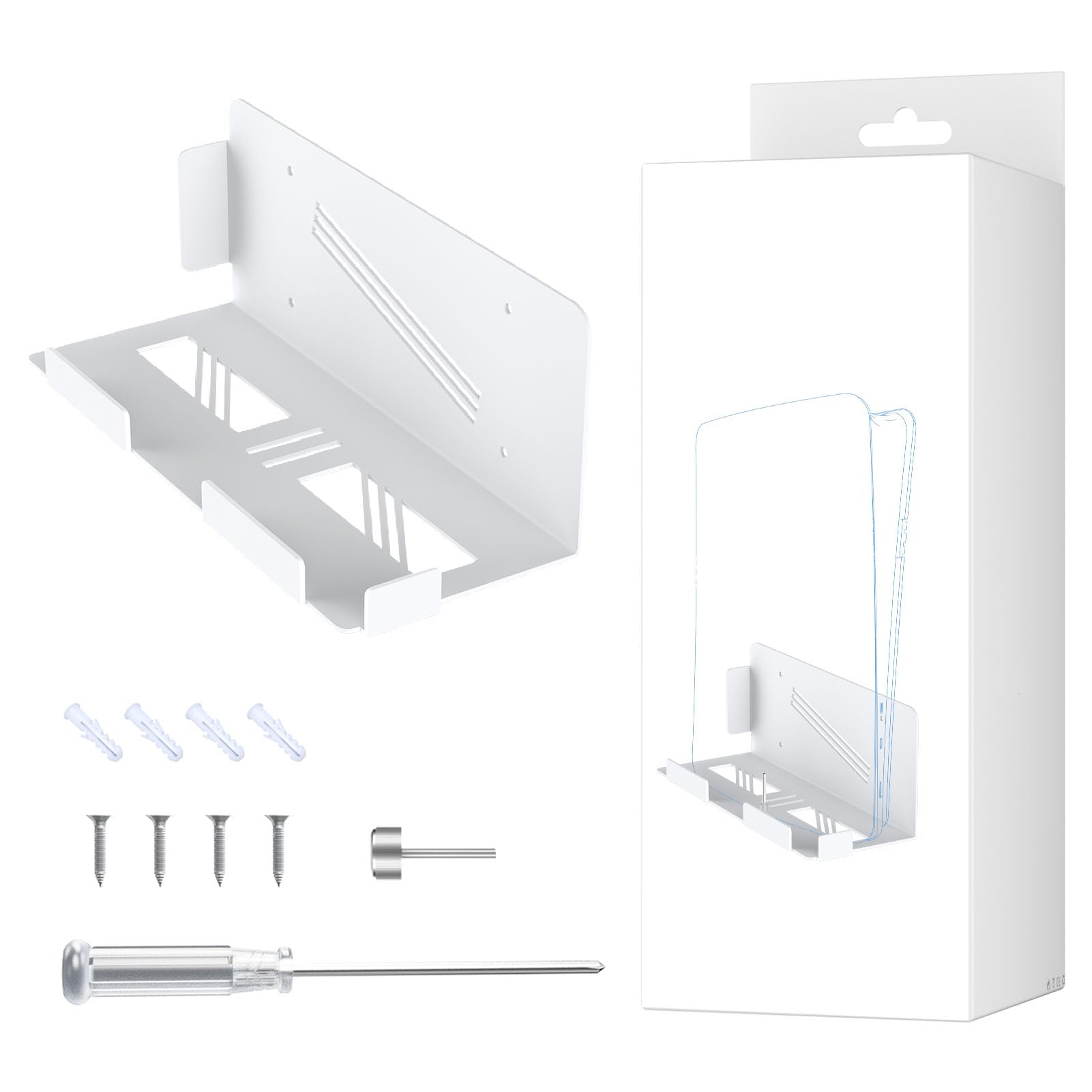 Supporto da parete per console di gioco, supporto stabile per controller cuffie dietro il supporto TV (bianco)