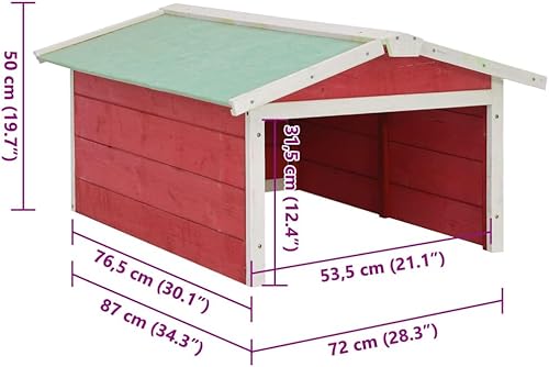 Miniatura 4 de vidaXL Casa de garaje para cortacésped - Firwood rojo/blanco - Exterior - de lluvia y UV