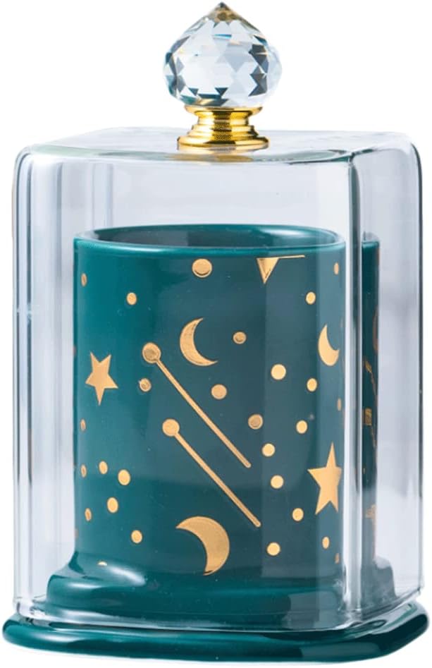 Ceramic Toothpicks Container ，Plastic Toothpick Case，Fashion Ceramic Toothpick Holder Glass Lid Toothpick Dispenser with Lid Toothpick Holders Container Cute Decoration for Kitchen Chic(Square dark gr