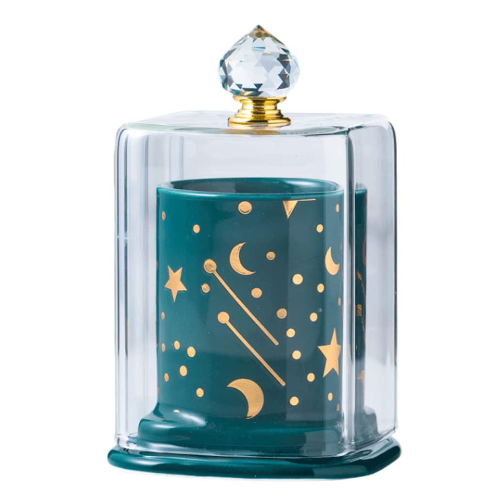 SUREK Fashion Ceramic Toothpick Holder Glass Lid Toothpick Dispenser with Lid Toothpick Holders Container Cute Decoration for Kitchen Chic