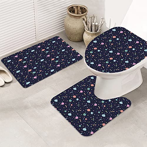 3 teiliges Badematten Set rutschfest U-FöRmige Duschvorleger,4. Juli Dekor, Aquarell stilisierte amerikanische Soldaten… – Bild 6