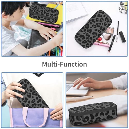 Image of Leopard Print Pencil Case Aesthetic Large Capacity Pen Pouch | Storage Bag with Compartments for Travel School Office Organizer