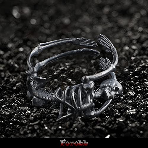 Image of Skull Ring 925 Sterling Silver Handcrafted Gothic Rock Punk Diablo Vintage Cocktail Party Biker Retro [Skeleton 60028] - Antique