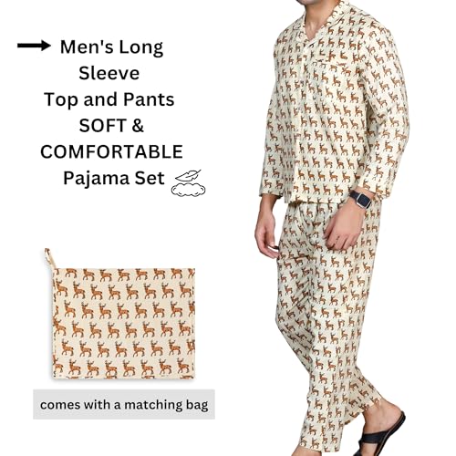 Mens Pajama Pants and Shirt Set - Animal Print Soft Cotton Mens Pajamas Set Pijamas Para Hombres Sleepwear Set3