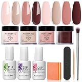 Modelones Dip Powder Nail Kit Starter, 4 Colors Nude Sheer Pink Skin Tones Nail Dip Powder Kit with Dip Powder Liquid Set Base Top Activator DIY Kit